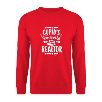 Amors Lieblingsmakler Druck - Unisex Pullover - Rot - Vorne - Alina (178cm) & Michal (187cm)