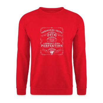 50. Geburtstag, 1974 geboren, Liebhaber Whisky/Gin - Unisex Pullover - Rot - Vorne - Alina (178cm) & Michal (187cm)