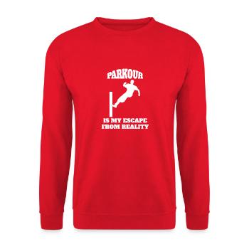 Parkour Läufer Extremsport Geschenk Parkourläufer - Unisex Pullover - Rot - Vorne - Alina (178cm) & Michal (187cm)
