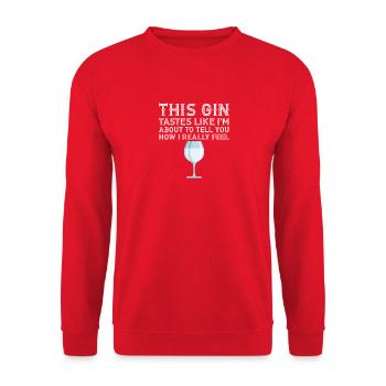 This Gin Tastes Cool Drinking Alcohol Pun Beer - Unisex Sweatshirt - red - Front - Alina (178cm) & Michal (187cm)