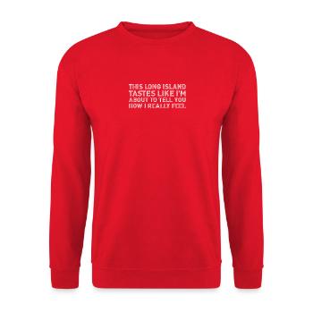 Dieser Long Island Eistee schmeckt lustig und trinkt Wein - Unisex Pullover - Rot - Vorne - Alina (178cm) & Michal (187cm)