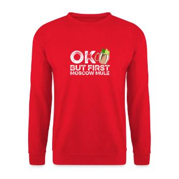 OK Mais Premier T-shirt d’amant de mule de Moscou Vin drôle - Sweat-shirt Unisexe - rouge - Devant - Alina (178cm) & Michal (187cm)