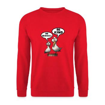 Be Seagull Be Kind - Unisex Sweatshirt - red - Front - Alina (178cm) & Michal (187cm)
