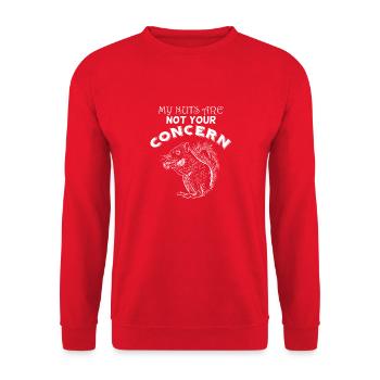 My Nuts Are Not Your Concern Funny Squirrel Fun - Unisex Sweatshirt - red - Front - Alina (178cm) & Michal (187cm)