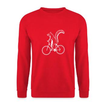Squirrel On A Bicycle Funny Chipmunks Animal Lover - Unisex Sweatshirt - red - Front - Alina (178cm) & Michal (187cm)