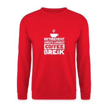 Rente: Längste Kaffeepause der Welt - Unisex Pullover - Rot - Vorne - Alina (178cm) & Michal (187cm)