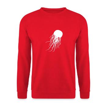 Nautical Graphic Shirt - Jellyfish Tentacles Fun - Unisex Sweatshirt - red - Front - Alina (178cm) & Michal (187cm)
