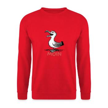 Moin Möwe - Unisex Pullover - Rot - Vorne - Alina (178cm) & Michal (187cm)