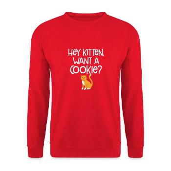 Hey Kitten Want A Cookie Cute Cat Animal Lover Fun - Sweat-shirt Unisexe - rouge - Devant - Alina (178cm) & Michal (187cm)