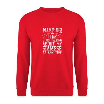 Warning! May Start Talking Siamese At Any Time Fun - Unisex Sweatshirt - red - Front - Alina (178cm) & Michal (187cm)