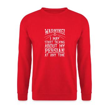 Warning! May Start Talking Persian At Any Time Cat - Unisex Sweatshirt - red - Front - Alina (178cm) & Michal (187cm)