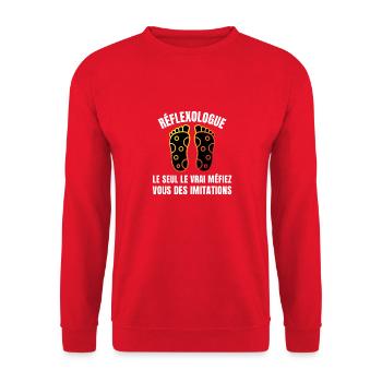 Réflexologue le seul le vrai méfiez vous - Sweat-shirt Unisexe - rouge - Devant - Alina (178cm) & Michal (187cm)