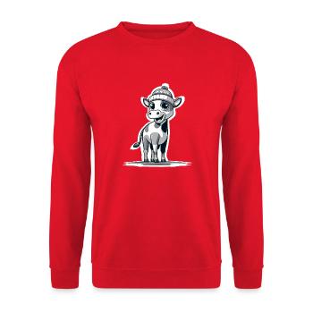 Veau avec bonnet bk - Sweat-shirt Unisexe - rouge - Devant - Alina (178cm) & Michal (187cm)