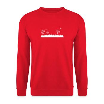 Mehr Blumen Hundepfoten Lustige Tierpfoten Pfotenabdrücke Liebhaber - Unisex Pullover - Rot - Vorne - Alina (178cm) & Michal (187cm)