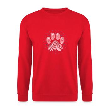 Patte de chien Drôle Animal Pawprint Humour Amoureux des animaux - Sweat-shirt Unisexe - rouge - Devant - Alina (178cm) & Michal (187cm)