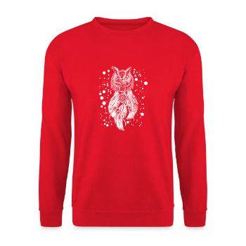 Owl Dream Catcher T-Shirt - Cool Nocturnal Birds - Unisex Sweatshirt - red - Front - Alina (178cm) & Michal (187cm)