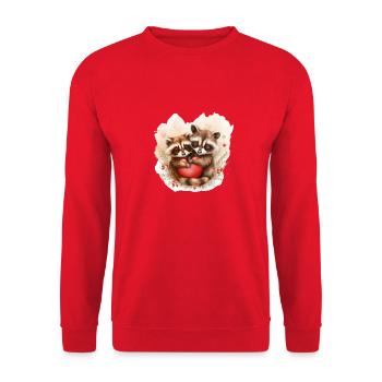 Deux ratons laveurs étreignant un cœur - Sweat-shirt Unisexe - rouge - Devant - Alina (178cm) & Michal (187cm)