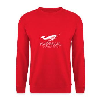 Narwal Einhorn des Meeres Lustiges Tiefseetier - Unisex Pullover - Rot - Vorne - Alina (178cm) & Michal (187cm)