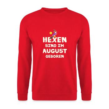 Hexen sind im August geboren / Trend / Sprüche - Unisex Pullover - Rot - Vorne - Alina (178cm) & Michal (187cm)