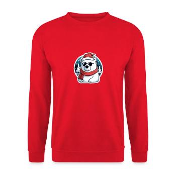 Weihnachten Eisbär - Unisex Pullover - Rot - Vorne - Alina (178cm) & Michal (187cm)