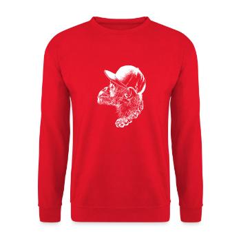 Cool Thug Monkey Head With Cap And Necklace Funny - Unisex Sweatshirt - red - Front - Alina (178cm) & Michal (187cm)