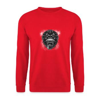 Effrayant Gorille Tête Langue Sortie Drôle Cool Graphique - Sweat-shirt Unisexe - rouge - Devant - Alina (178cm) & Michal (187cm)