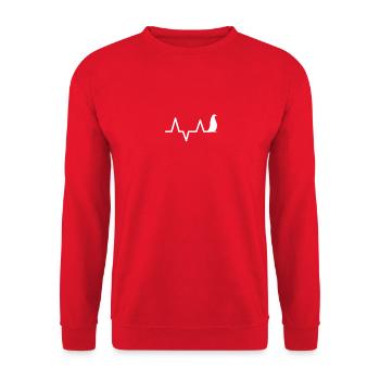 Pinguin Herzschlag Lustig Schwarz Niedliches Vogel Tier - Unisex Pullover - Rot - Vorne - Alina (178cm) & Michal (187cm)