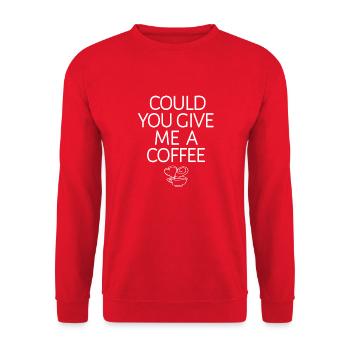 POURRAIS-TU ME DONNER UN CAFÉ - Sweat-shirt Unisexe - rouge - Devant - Alina (178cm) & Michal (187cm)