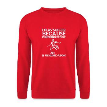 Fußballmannschaft Fußballspieler Fußballdesign - Unisex Pullover - Rot - Vorne - Alina (178cm) & Michal (187cm)