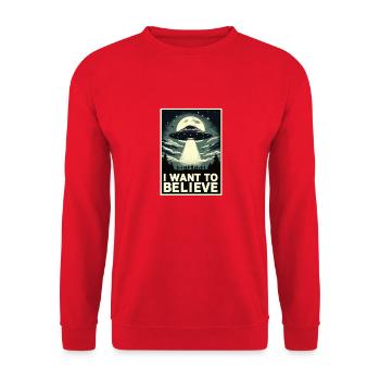 I want to belive - Unisex Pullover - Rot - Vorne - Alina (178cm) & Michal (187cm)