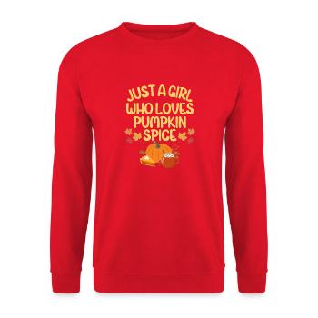 just a girl who loves pumpkin spice, adorable fall - Unisex Sweatshirt - red - Front - Alina (178cm) & Michal (187cm)