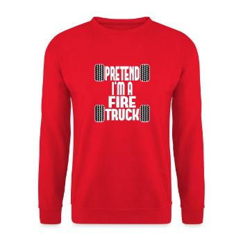 Pretend I'm a Fire Truck - Fire Car Costume - Unisex Sweatshirt - red - Front - Alina (178cm) & Michal (187cm)