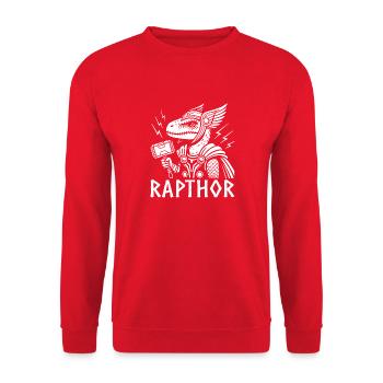Raptor Rapthor lustig Wikinger Wikinger Wortspiel Dinosaurier - Unisex Pullover - Rot - Vorne - Alina (178cm) & Michal (187cm)