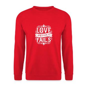 Love Never Fails - Unisex Sweatshirt - red - Front - Alina (178cm) & Michal (187cm)