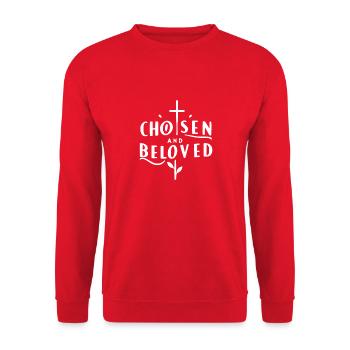 Auserwählt und geliebt - Unisex Pullover - Rot - Vorne - Alina (178cm) & Michal (187cm)
