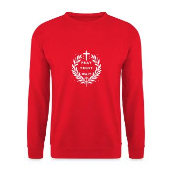 Pray Trust Wait - Unisex Sweatshirt - red - Front - Alina (178cm) & Michal (187cm)