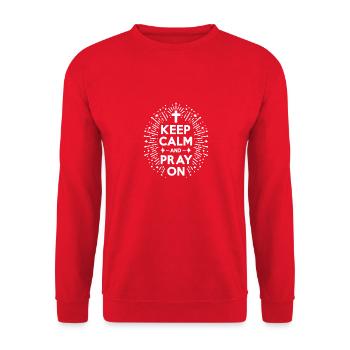 Keep Calm and Pray On - Unisex Sweatshirt - red - Front - Alina (178cm) & Michal (187cm)