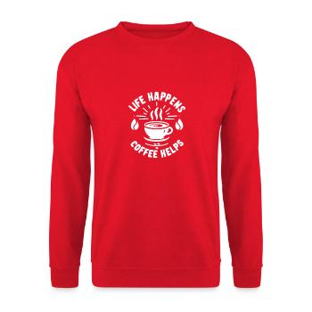 Life Happens Coffee Helps - Unisex Sweatshirt - red - Front - Alina (178cm) & Michal (187cm)