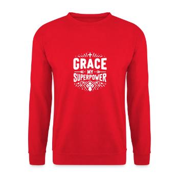 Grace My Superpower - Unisex Sweatshirt - red - Front - Alina (178cm) & Michal (187cm)