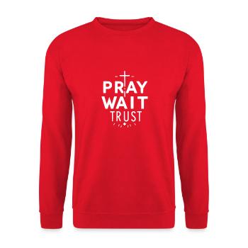 Beten, Warten, Vertrauen, - Unisex Pullover - Rot - Vorne - Alina (178cm) & Michal (187cm)
