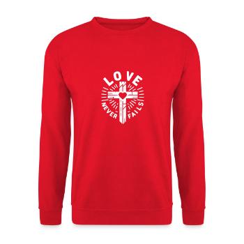 Love Never Fails - Unisex Sweatshirt - red - Front - Alina (178cm) & Michal (187cm)