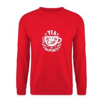 Tee ist meine Tasse Glück - Unisex Pullover - Rot - Vorne - Alina (178cm) & Michal (187cm)