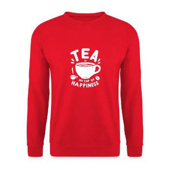 Tee ist meine Tasse Glück - Unisex Pullover - Rot - Vorne - Alina (178cm) & Michal (187cm)