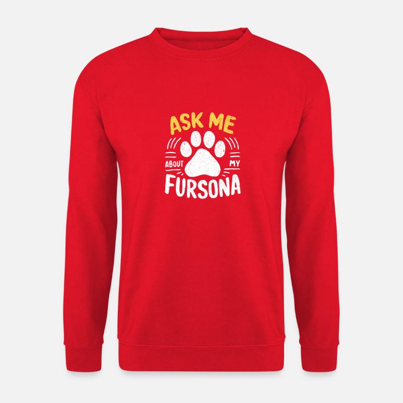 Frag mich nach meiner Fursona – Furry Stolz - Unisex Pullover - Rot