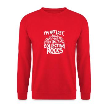 Not lost – only on the hunt for stones - Unisex Sweatshirt - red - Front - Alina (178cm) & Michal (187cm)