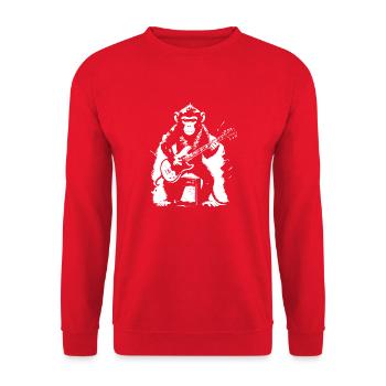 funny monkey plays on the electric guitar - Unisex Sweatshirt - red - Front - Alina (178cm) & Michal (187cm)