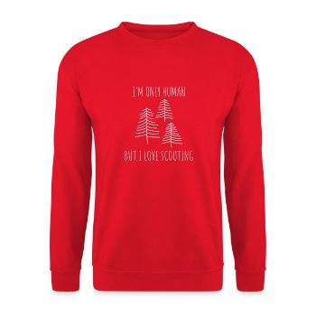 I'm Only Human But I Love Scouting Outdoor - Unisex Sweatshirt - red - Front - Alina (178cm) & Michal (187cm)