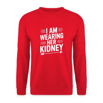 Spruch für Lebensretter und Empfänger - Unisex Pullover - Rot - Vorne - Alina (178cm) & Michal (187cm)