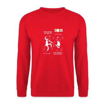 Come on, grandma, roll up, grandpa! New Year 2025 - Unisex Sweatshirt - red - Front - Alina (178cm) & Michal (187cm)