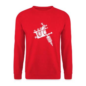 Tattoo Maschine - Unisex Pullover - Rot - Vorne - Alina (178cm) & Michal (187cm)